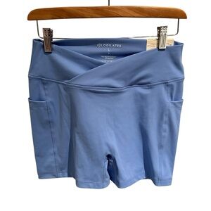Blogilates Crisscross Scrunch Bike Shorts Blue Size Large‎ NWT